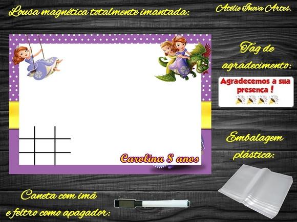 Lousa Magnética + Jogo da Velha Princesa Sofia com Embalagem