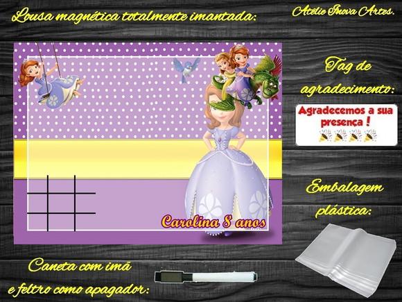 Lousa Magnética + Jogo da Velha Princesa Sofia com Embalagem