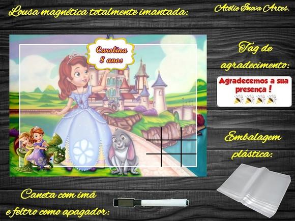 Lousa Magnética + Jogo da Velha Princesa Sofia com Embalagem
