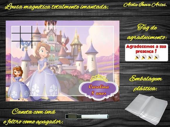 Lousa Magnética + Jogo da Velha Princesa Sofia com Embalagem