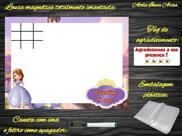 Lousa Magnética + Jogo da Velha Princesa Sofia com Embalagem