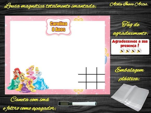 Lousa Magnética + Jogo da Velha Princesas da Disney com Emb.