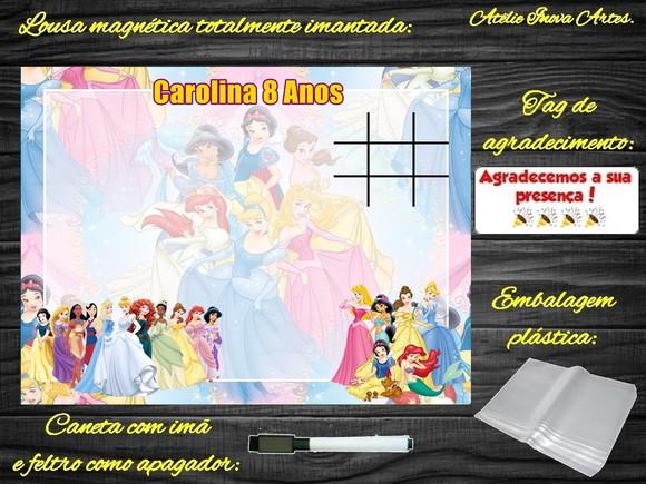 Lousa Magnética + Jogo da Velha Princesas da Disney com Emb.
