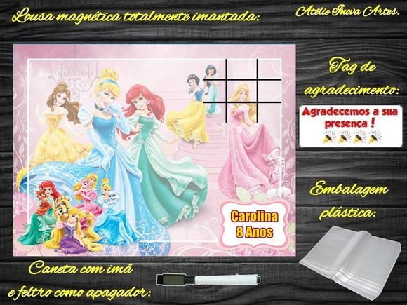 Lousa Magnética + Jogo da Velha Princesas da Disney com Emb.