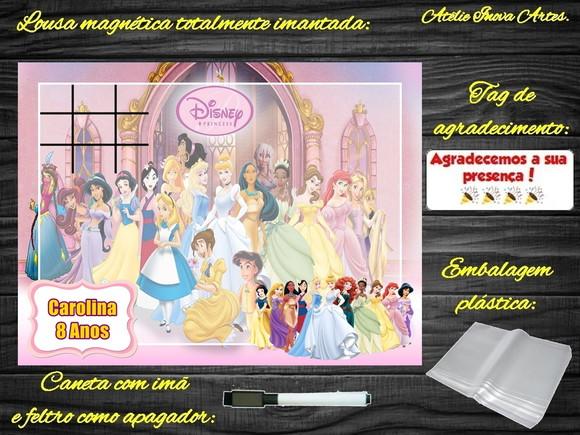 Lousa Magnética + Jogo da Velha Princesas da Disney com Emb.