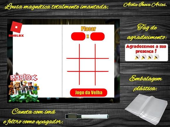 Lousa Magnética + Jogo da Velha Roblox com Embalagem