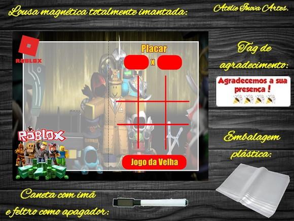 Lousa Magnética + Jogo da Velha Roblox com Embalagem