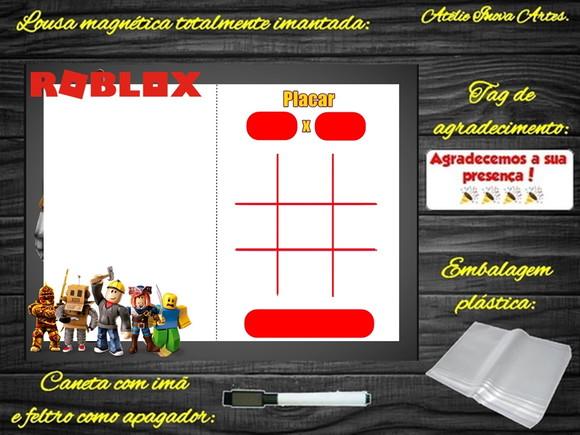 Lousa Magnética + Jogo da Velha Roblox com Embalagem