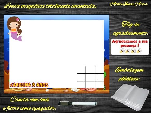 Lousa Magnética + Jogo da Velha Sereia com Embalagem
