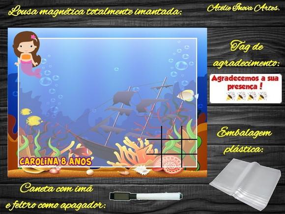 Lousa Magnética + Jogo da Velha Sereia com Embalagem