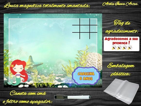 Lousa Magnética + Jogo da Velha Sereia com Embalagem