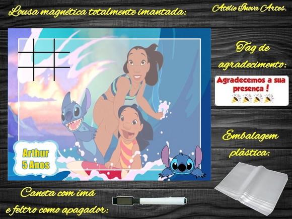 Lousa Magnética + Jogo da Velha Stitch com Embalagem