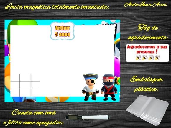 Lousa Magnética + Jogo da Velha Stumble Guys com Embalagem
