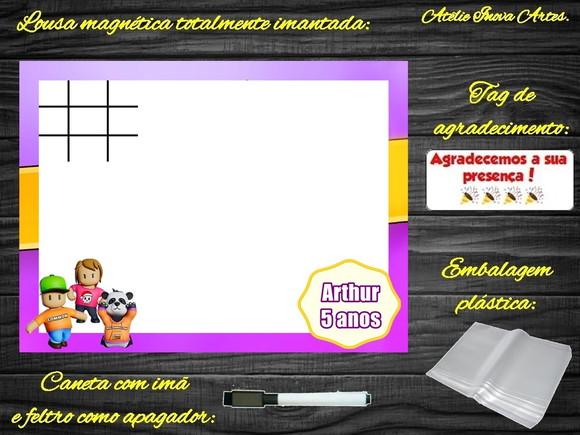 Lousa Magnética + Jogo da Velha Stumble Guys com Embalagem