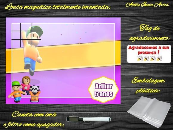 Lousa Magnética + Jogo da Velha Stumble Guys com Embalagem
