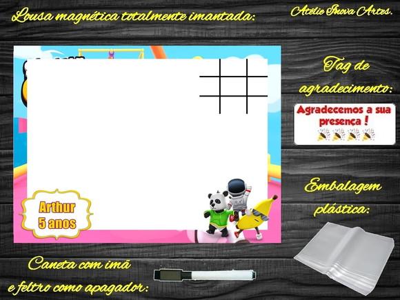 Lousa Magnética + Jogo da Velha Stumble Guys com Embalagem