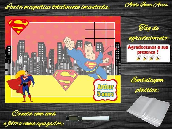 Lousa Magnética + Jogo da Velha Super Homem com Embalagem