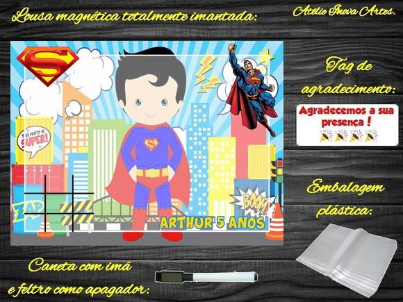 Lousa Magnética + Jogo da Velha Super Homem com Embalagem