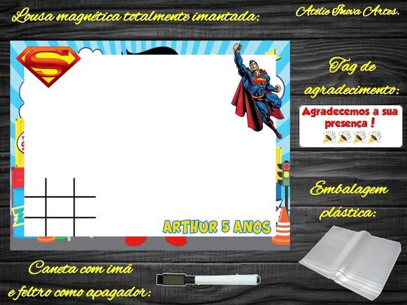 Lousa Magnética + Jogo da Velha Super Homem com Embalagem