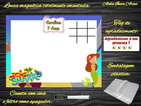 Lousa Magnética + Jogo da Velha Zig e Sharko com Embalagem