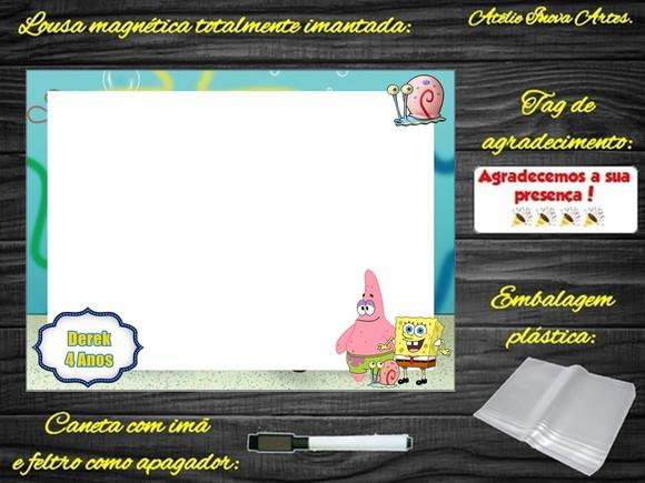 Lousa Magnética Bob Esponja com Embalagem