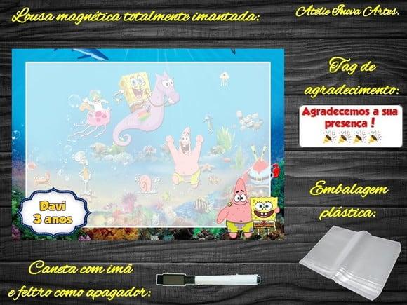 Lousa Magnética Bob Esponja com Embalagem