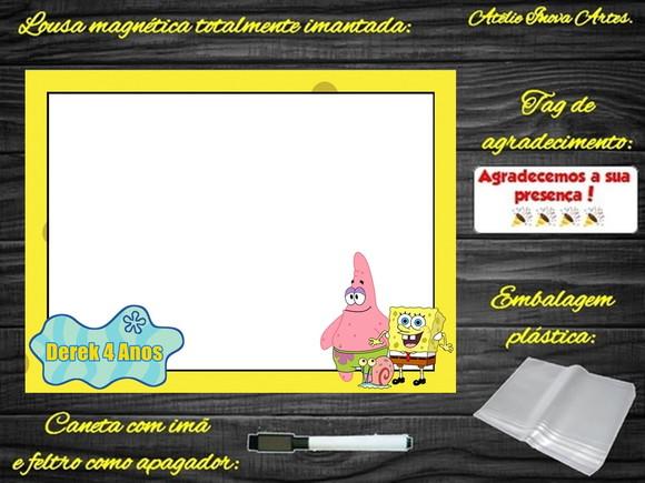 Lousa Magnética Bob Esponja com Embalagem