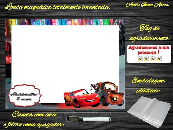 Lousa Magnética Carros com Embalagem