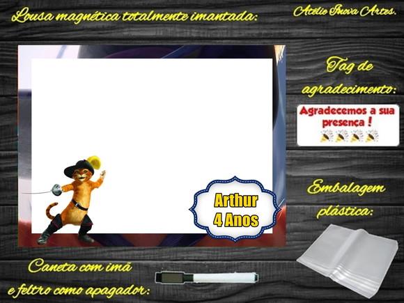 Lousa Magnética Gato de Botas com Embalagem