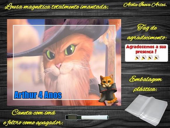 Lousa Magnética Gato de Botas com Embalagem
