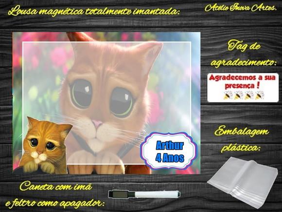 Lousa Magnética Gato de Botas com Embalagem