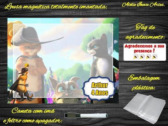 Lousa Magnética Gato de Botas com Embalagem