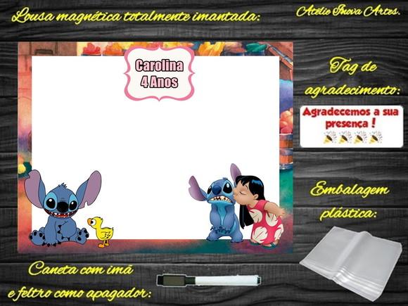 Lousa Magnética Lilo & Stitch com Embalagem