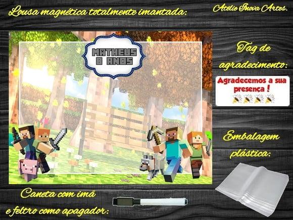 Lousa Magnética Minecraft com Embalagem