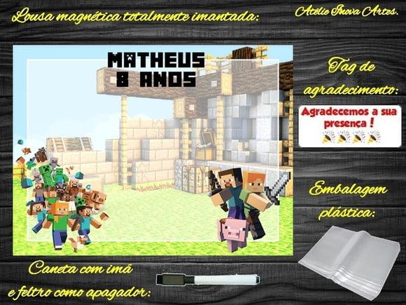 Lousa Magnética Minecraft com Embalagem