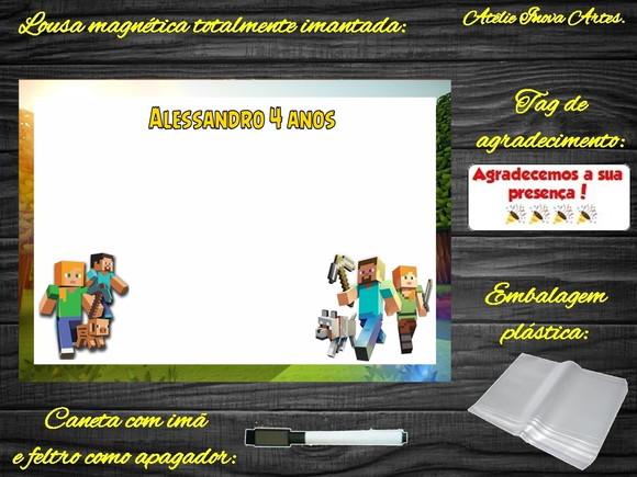 Lousa Magnética Minecraft com Embalagem