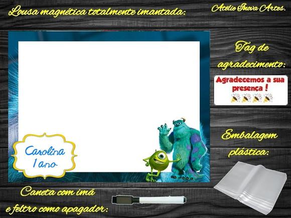 Lousa Magnética Monstros S.a com Embalagem