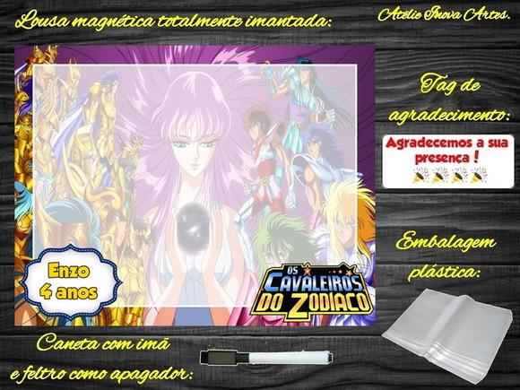 Lousa Magnética os Cavaleiros do Zodiaco com Embalagem