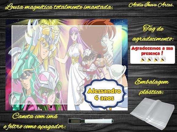 Lousa Magnética os Cavaleiros do Zodiaco com Embalagem