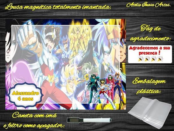 Lousa Magnética os Cavaleiros do Zodiaco com Embalagem