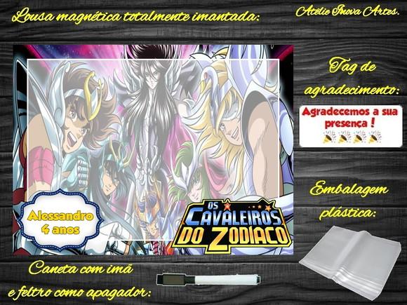 Lousa Magnética os Cavaleiros do Zodiaco com Embalagem