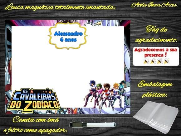 Lousa Magnética os Cavaleiros do Zodiaco com Embalagem