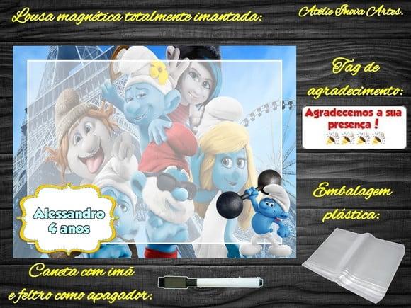 Lousa Magnética os Smurfs com Embalagem