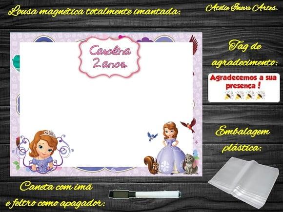 Lousa Magnética Princesa Sofia com Embalagem