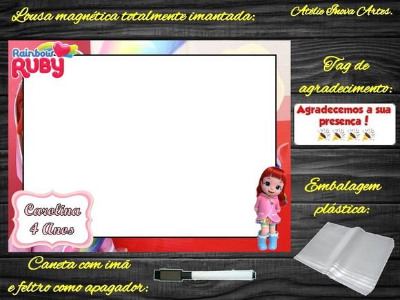 Lousa Magnética Rainbow Ruby com Embalagem