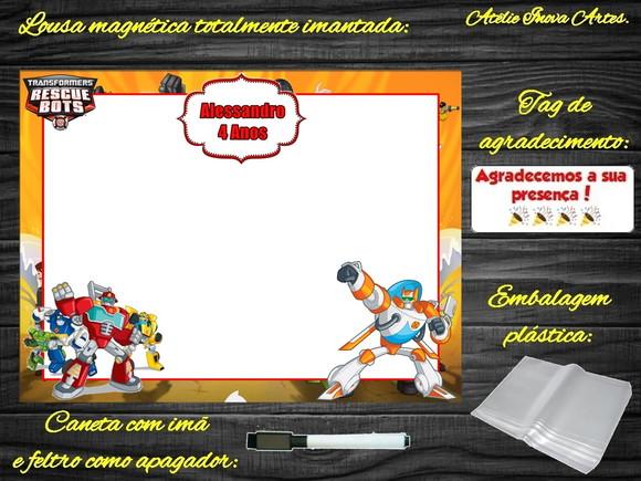 Lousa Magnética Rescue Bots com Embalagem