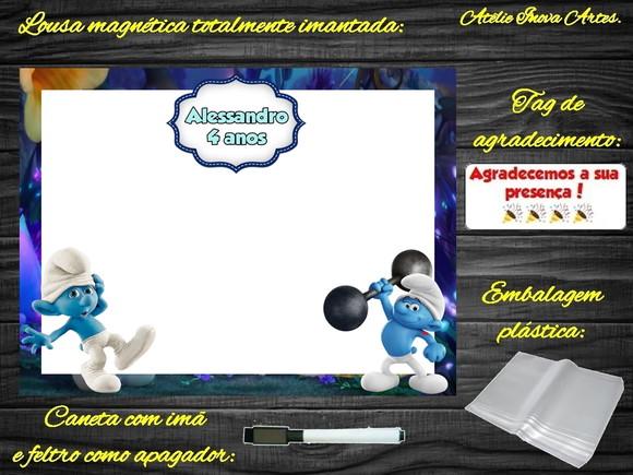 Lousa Magnética Smurfs com Embalagem