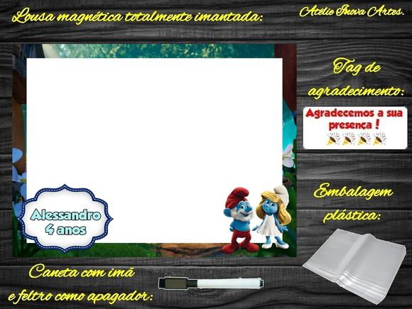 Lousa Magnética Smurfs com Embalagem