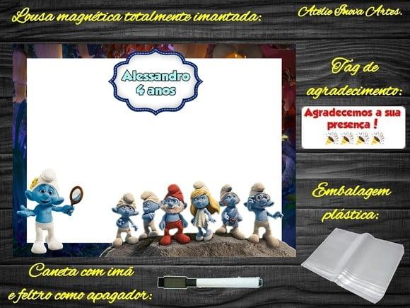 Lousa Magnética Smurfs com Embalagem