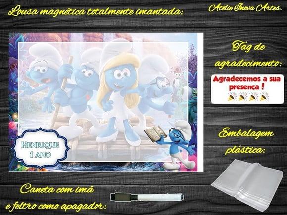 Lousa Magnética Smurfs com Embalagem